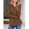 imageANRABESS Womens Quarter Zip Sweatshirts 2025 Fall Long Sleeve Comfy Relaxed Casual Lightweight Pullover Tops with ThumbholeBrown