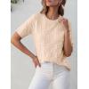 imageANRABESS Womens Short Sleeve Sweater Tops 2025 Spring Summer Business Casual Crewneck Trendy Knit Textured Lightweight ShirtsApricot