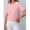 imageANRABESS Womens Short Sleeve Sweater Tops 2025 Spring Summer Business Casual Crewneck Trendy Knit Textured Lightweight ShirtsCoral Pink
