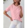 imageANRABESS Womens Short Sleeve Sweater Tops 2025 Spring Summer Business Casual Crewneck Trendy Knit Textured Lightweight ShirtsCoral Pink