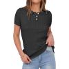 imageANRABESS Womens Short Sleeve Sweaters Tops Polo V Neck Button Cable Knit Pullover Business Shirts 2025 Summer Casual OutfitsBlack