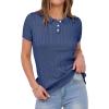 imageANRABESS Womens Short Sleeve Sweaters Tops Polo V Neck Button Cable Knit Pullover Business Shirts 2025 Summer Casual OutfitsBlue