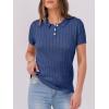 imageANRABESS Womens Short Sleeve Sweaters Tops Polo V Neck Button Cable Knit Pullover Business Shirts 2025 Summer Casual OutfitsBlue
