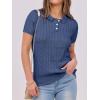 imageANRABESS Womens Short Sleeve Sweaters Tops Polo V Neck Button Cable Knit Pullover Business Shirts 2025 Summer Casual OutfitsBlue