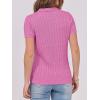 imageANRABESS Womens Short Sleeve Sweaters Tops Polo V Neck Button Cable Knit Pullover Business Shirts 2025 Summer Casual OutfitsHot Pink