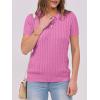 imageANRABESS Womens Short Sleeve Sweaters Tops Polo V Neck Button Cable Knit Pullover Business Shirts 2025 Summer Casual OutfitsHot Pink