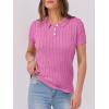 imageANRABESS Womens Short Sleeve Sweaters Tops Polo V Neck Button Cable Knit Pullover Business Shirts 2025 Summer Casual OutfitsHot Pink