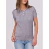 imageANRABESS Womens Short Sleeve Sweaters Tops Polo V Neck Button Cable Knit Pullover Business Shirts 2025 Summer Casual OutfitsLight Purple