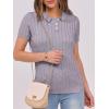 imageANRABESS Womens Short Sleeve Sweaters Tops Polo V Neck Button Cable Knit Pullover Business Shirts 2025 Summer Casual OutfitsLight Purple