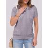 imageANRABESS Womens Short Sleeve Sweaters Tops Polo V Neck Button Cable Knit Pullover Business Shirts 2025 Summer Casual OutfitsLight Purple