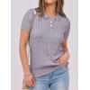 imageANRABESS Womens Short Sleeve Sweaters Tops Polo V Neck Button Cable Knit Pullover Business Shirts 2025 Summer Casual OutfitsLight Purple