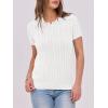 imageANRABESS Womens Short Sleeve Sweaters Tops Polo V Neck Button Cable Knit Pullover Business Shirts 2025 Summer Casual OutfitsWhite