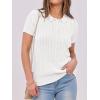 imageANRABESS Womens Short Sleeve Sweaters Tops Polo V Neck Button Cable Knit Pullover Business Shirts 2025 Summer Casual OutfitsWhite