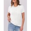 imageANRABESS Womens Short Sleeve Sweaters Tops Polo V Neck Button Cable Knit Pullover Business Shirts 2025 Summer Casual OutfitsWhite