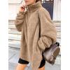 imageANRABESS Womens Sweatshirt Sherpa Fuzzy Fleece Zip Up Hoodies Cozy Pullover Soft Sweaters Tops 2025 Fall Trendy ClothesKhaki