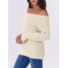 imageANRABESS Womens Turtleneck Off The Shoulder Fuzzy Knitted Long Sleeve Warm Casual Versatile Sweater 2025 FallBeige