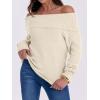 imageANRABESS Womens Turtleneck Off The Shoulder Fuzzy Knitted Long Sleeve Warm Casual Versatile Sweater 2025 FallBeige