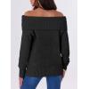 imageANRABESS Womens Turtleneck Off The Shoulder Fuzzy Knitted Long Sleeve Warm Casual Versatile Sweater 2025 FallBlack