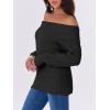 imageANRABESS Womens Turtleneck Off The Shoulder Fuzzy Knitted Long Sleeve Warm Casual Versatile Sweater 2025 FallBlack
