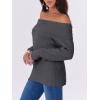 imageANRABESS Womens Turtleneck Off The Shoulder Fuzzy Knitted Long Sleeve Warm Casual Versatile Sweater 2025 FallDeep Gray