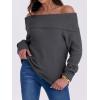 imageANRABESS Womens Turtleneck Off The Shoulder Fuzzy Knitted Long Sleeve Warm Casual Versatile Sweater 2025 FallDeep Gray