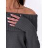 imageANRABESS Womens Turtleneck Off The Shoulder Fuzzy Knitted Long Sleeve Warm Casual Versatile Sweater 2025 FallDeep Gray