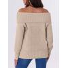 imageANRABESS Womens Turtleneck Off The Shoulder Fuzzy Knitted Long Sleeve Warm Casual Versatile Sweater 2025 FallLight Khaki