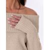 imageANRABESS Womens Turtleneck Off The Shoulder Fuzzy Knitted Long Sleeve Warm Casual Versatile Sweater 2025 FallLight Khaki