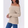 imageANRABESS Womens Turtleneck Off The Shoulder Fuzzy Knitted Long Sleeve Warm Casual Versatile Sweater 2025 FallLight Khaki