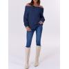 imageANRABESS Womens Turtleneck Off The Shoulder Fuzzy Knitted Long Sleeve Warm Casual Versatile Sweater 2025 FallNavy Blue