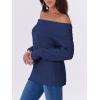 imageANRABESS Womens Turtleneck Off The Shoulder Fuzzy Knitted Long Sleeve Warm Casual Versatile Sweater 2025 FallNavy Blue