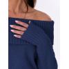 imageANRABESS Womens Turtleneck Off The Shoulder Fuzzy Knitted Long Sleeve Warm Casual Versatile Sweater 2025 FallNavy Blue