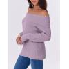 imageANRABESS Womens Turtleneck Off The Shoulder Fuzzy Knitted Long Sleeve Warm Casual Versatile Sweater 2025 FallPurple