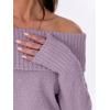 imageANRABESS Womens Turtleneck Off The Shoulder Fuzzy Knitted Long Sleeve Warm Casual Versatile Sweater 2025 FallPurple