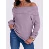 imageANRABESS Womens Turtleneck Off The Shoulder Fuzzy Knitted Long Sleeve Warm Casual Versatile Sweater 2025 FallPurple