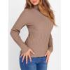 imageANRABESS Womens Turtleneck Sweaters 2025 Fall Long Sleeve Lightweight Ribbed Knit Fitted Pullover Sweater Tops Winter OutfitsPeachy Khaki