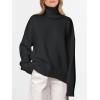 imageANRABESS Womens Turtleneck Sweaters Long Sleeve Oversized Chunky Knit High Low Hem Pullover Sweater Top 2025 Fall OutfitsBlack