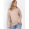 imageANRABESS Womens Turtleneck Sweaters Long Sleeve Oversized Chunky Knit High Low Hem Pullover Sweater Top 2025 Fall OutfitsBright Tan