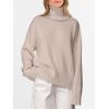 imageANRABESS Womens Turtleneck Sweaters Long Sleeve Oversized Chunky Knit High Low Hem Pullover Sweater Top 2025 Fall OutfitsLight Khaki