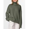 imageANRABESS Womens Turtleneck Sweaters Long Sleeve Oversized Chunky Knit High Low Hem Pullover Sweater Top 2025 Fall OutfitsOlive Green