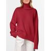 imageANRABESS Womens Turtleneck Sweaters Long Sleeve Oversized Chunky Knit High Low Hem Pullover Sweater Top 2025 Fall OutfitsRed