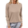 imageANRABESS Oversized Sweaters for Women Casual Crewneck Knit Lightweight Chest Pocket Pullover Top 2025 Fall Travel OutfitsWarm Khaki