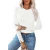 imageANRABESS Sweaters for Women Long Sleeve Crewneck Fitted Business Casual Pullover Tops 2025 Fall Outfits with Button CuffWhite