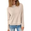 imageANRABESS Sweaters for Women Long Sleeve Cropped Lightweight 2025 Fall Fashion Knit Crewneck Pullover Top Soft Trendy OutfitsAlmond