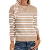 imageANRABESS Sweaters for Women Long Sleeve Lightweight Crewneck Soft Basic Knit Loose Fit Pullover Top 2025 Fall Trendy OutfitsKhaki White