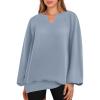 imageANRABESS Women Oversized Sweatshirts Balloon Long Sleeves V Neck Casual Lightweight Sweaters Pullover Top 2025 Fall OutfitsLight Blue