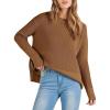 imageANRABESS Womens 2025 Fall Waffle Sweaters Long Sleeve Thumbhole Casual Knitted Side Zipper Pullover Sweaters TopCaramel