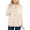 imageANRABESS Womens Long Sleeve Crewneck Casual Loose Side Button Knit Sweaters 2025 Trendy Fall Pullover Tops OutfitsYellow Apricot