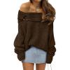 imageANRABESS Womens Off The Shoulder Sweater Long Sleeve Casual Loose 2025 Fall Pullover Sweaters TopsMocha