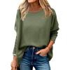 imageANRABESS Womens Oversized Batwing Sleeve Sweaters Crewneck Casual Fall Knit Loose Pullover Tops 2025 Work Winter OutfitsArmy Green
